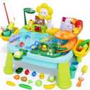 2026 New Kids Sand & Water Table Toys for Toddlers, Multifunctional Play Kitchen Sink with Fishing Game, Spray Function,Kitchen Toys, 360 Electric Faucet,Summer Indoor Outdoor Gifts for Boys Girls