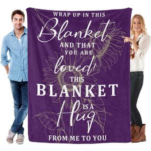 QDVXZA Get Well Gifts for Women, Hug Blanket, Inspirational Gifts for Her Him, Cancer Care Gifts for Men Encouragement Healing After Surgery Thinking of You Gifts for Mom Friend Sister Purple 60"x50"
