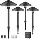 LED Low Voltage Landscape Lights 5W 2700K Warm White Cast-Aluminum Dusk to Dawn Timer Pathway Lights 12-24V IP66 Waterproof Landscape Path Lighting for Walkway Garden Yard 4 Pack