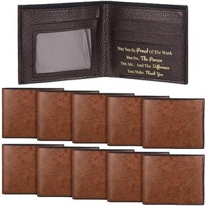 Paterr 11 Pieces Leather Wallet for Men DIY Bifold Wallet Engrave Inspirational Father Day Gift for Christmas Men Husband Son(Light Brown)