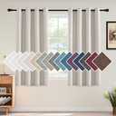 H.VERSAILTEX Linen Blackout Curtain 54 Inches Long for Bedroom/Living Room Thermal Insulated Grommet Linen Look Curtain Drapes Primitive Textured Burlap Effect Window Drapes 1 Panel - Heather Ivory