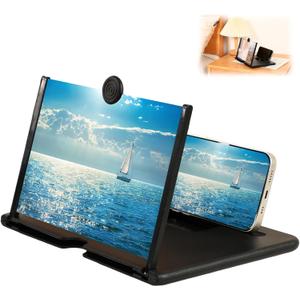 Smartphone Screen Magnifier, 3D HD Mobile Phone Magnifier Projector Screen Enlarger for Movies, Videos, and Gaming, Foldable Cell Phone Stand with Screen Amplifier, Supports All Smartphones (12Inch)