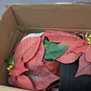 Mini Poinsettias Artificial Plants 2 Pack 9" Faux Small Christmas Flowers in Pot for Home Office Tabletop Indoor Christmas Decorations Hot Red