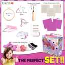 CRAFTILOO 3Pcs of Embroidery Punch Needle kit for Kids Mini Pillows Googly Heart Owl Rainbow Needlepoint Craft Embroidery Pen Needle Punch Kit Art Punch Needle Yarn (10cm, Pink)