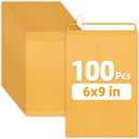 SUNEE 6x9 Manilla Envelopes, 28lb Brown Kraft, Ultra Strong Quick-Seal Security Catalog Mailing Envelopes for Flat Letter Size Documents or Photos, 100 Count
