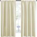 NICETOWN Blackout Curtains for Living Curtains, Room Darkening Window Curtain Panels, Easy-Care Solid Thermal Insulated Draperies/Drapes for Daughter Room (Beige, 2 Panels, 42 by 63)
