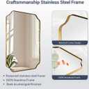 MIRRORART Gold Bathroom Mirrors 22x30, Scalloped Brass Vanity Mirrors Rounded Notched Corner in 1 Anti-Rust Seamless SUS304 Metal Frame Wall Mounted Vertical/Horizontal for Bathroom, Over Sinks