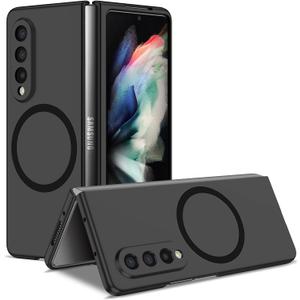 Compatible with Magsafe Case for Samsung Galaxy Z Fold 4, Luxury Magnetic Anti Scratch Slim with Hinge Protection Protective Cover for Galaxy Z Fold 4.Case Black