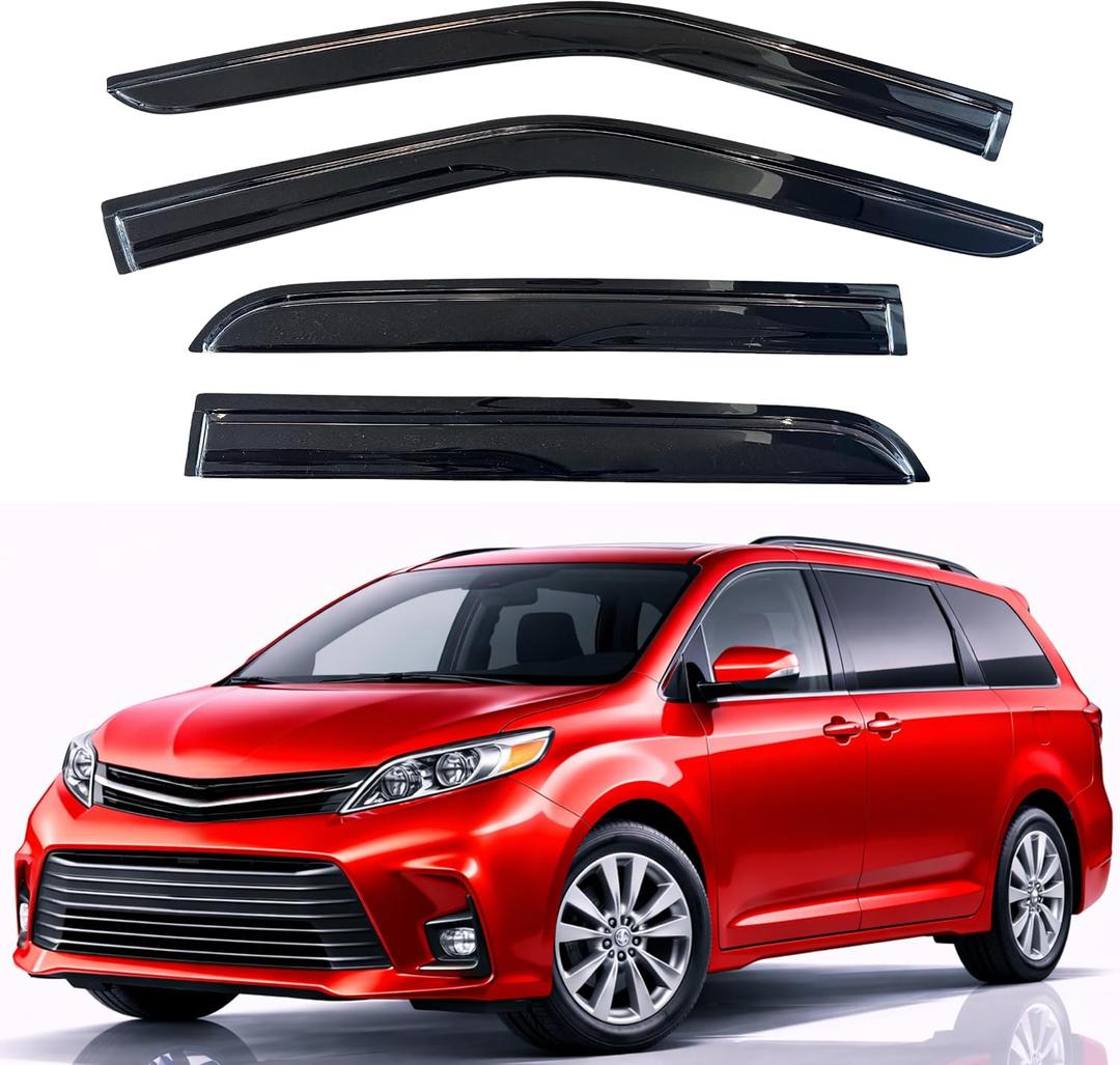 KPY Rain Guards Fit for 2011-2020 Toyota Sienna, Out-Channel Window Visors Vent Wind Deflectors 4PC, Car Accessories for 11-20 Sienna