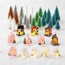 Kasyat 36 Pcs Christmas Village Houses Figurines Decoration Set 12 White Pink Lighted LED Christmas Village Houses with 24 Mini Xmas Trees 6 Color for Xmas Town Colorful Scene Desk Decor
