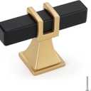 5 Pack Black and Gold Cabinet Knobs Black Dresser Drawer Konbs T Bar Pulls Kitchen Cabinet Hardware (Single Hole Knob)