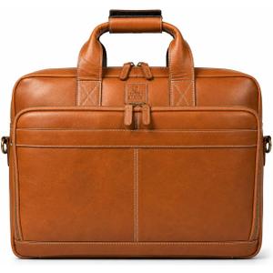 Full Grain Leather Messenger Bag for Men, 16” Briefcase Laptop Satchel Vintage Professional Office Work & Travel Bag