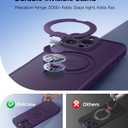 FNTCASE for iPhone 15 Pro-Max Case: [360 Spin Magnetic Stand] [Compatible with Magsafe] [Screen Protector] Translucent Matte Military Grade Shockproof Full Camera Protective Phone Cover - Purple