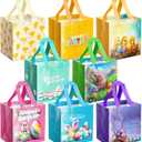 ysmile Non-Woven Easter Gift Bag for Kids Reusable with Handle, Carrot Bunny Chick Basket, Treat Bag Small Egg Hunt Bag 8 Pack
