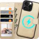 OCASE for iPhone 16 Pro Max Case Detachable Wallet Case with Card Holder, 2 in 1 Pu Leather Flip Folio with RFID Blocking Stand Wrist Strap Shockproof Phone Cover 6.9 Inch 2024, Gold