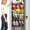 8-Tier Over The Door Organizer, Space Saving Hanging Shoes Organizer and Storage Unit,Organizer for Closet, Bedroom, Entryway, Grey