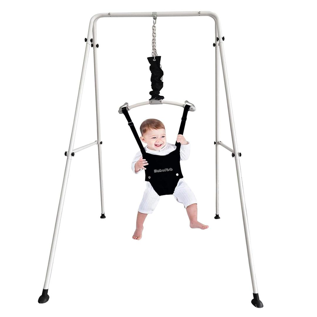 Baby Door Jumper and Bouncer with Stand for Active Babies That Love to Jump and Have Fun Toddler Infant (black)