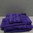 American Soft Linen Premium 3 Piece Towel Set, 1 Bath Towel 1 Hand Towel 1 Washcloth, 600 GSM 100% Cotton Turkish Towels for Bathroom, Purple Towel Set
