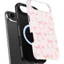 MERRO for iPhone Air Case - Wireless Charging Compatible - Dual-Layer Hard Shell & Silicone Cover - Protective Phone Case with Cute Wildflower Designs for iPhone 17 Air - Bow Heart Pinkie