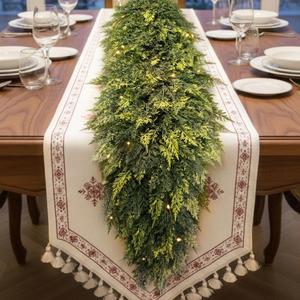6FT Christmas Cedar Garland Thick & Lush, Real Touch Faux Greenery Christmas Garland for Mantle, Fireplace, Porch, Outdoor & Indoor Holiday Decorations (2 Pcs)