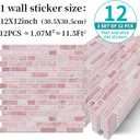 VICCI 12-Sheet Peel & Stick Tile Backsplash 12" x 12", Stick-On Wall Tiles for Kitchen, Bathroom & Laundry Room (Pink Marble Style)