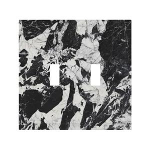 Black White Marble Abstract Luxury Decorative Switch Plates 2 Gang Double Toggle Outlet Light Switch Cover Wall Plate Electrical Faceplate for Bathroom Kitchen Decor