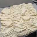 Bonlino Queen Comforter Set - Ruched Comforter Queen Size Bed Set Boho Shabby Chic Bedding for Bedroom Comforter Fluffy 3 Piece Ruffle Comforter Set with Pillow White Bedding Soft (Wheat)