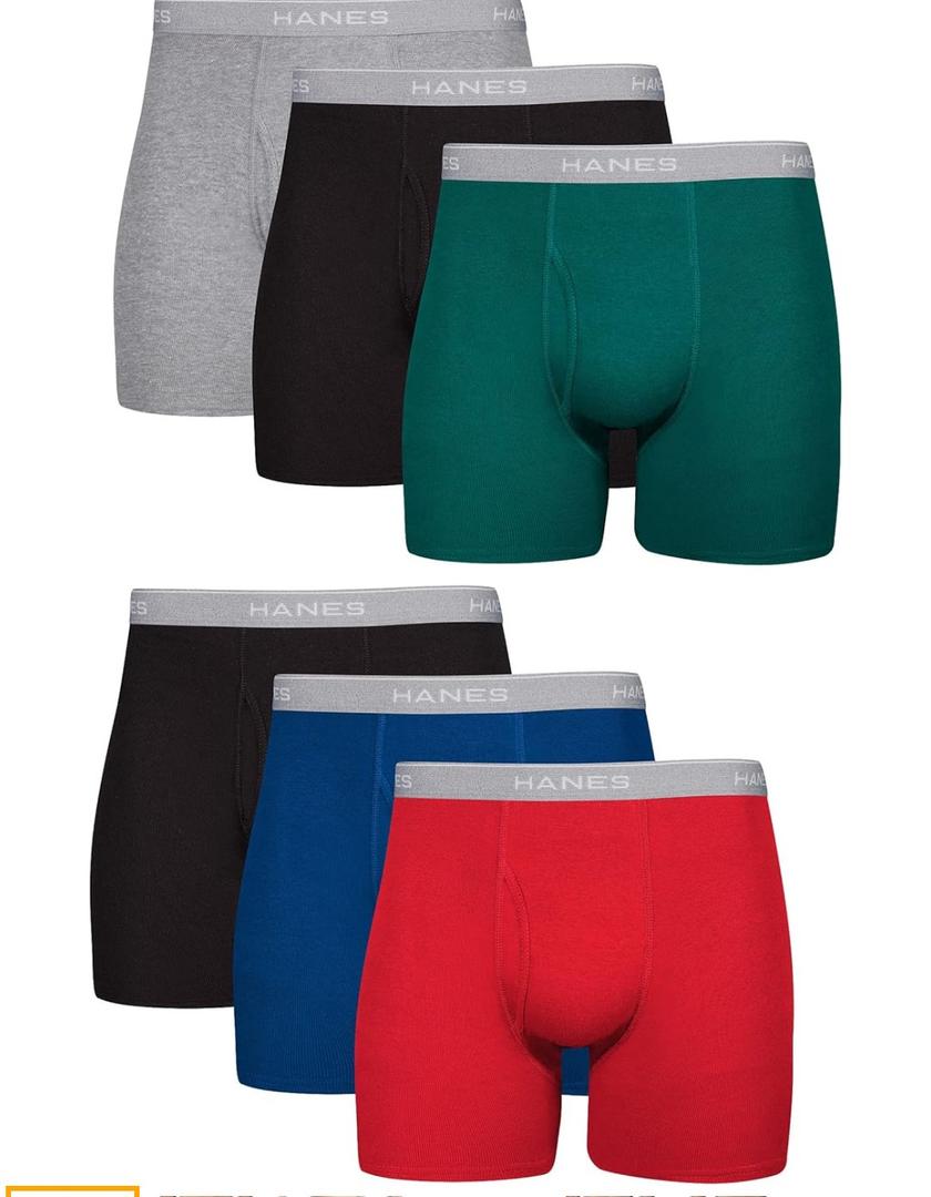 Hanes Men's Underwear Boxer Briefs Pack, Cool & Breathable Cotton Moisture-Wicking Underwear for Men, No Ride Up, Size Large
