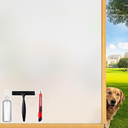 Frosted Glass Window Film Decorative with Reference Cutting Line, Bathroom Window Privacy Film for Glass Windows Cover, Static Cling, Removable, Reusable, Anti-UV, Anti-Glare, 29.5" x 78.7"