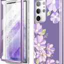 SURITCH for Samsung Galaxy S23 Ultra Case, [Built-in Screen Protector] [Dual-Layer Protection ] Full Protection Shockproof Rugged Bumper Phone Cover for Samsung S23 Ultra 6.8 Inch - Purple Cosmos