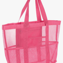 uxcell Mesh Beach Tote Bag, Upgraded Beach Towel Bags, Pool Bag for Vacation Travel Daily, Pink, Large