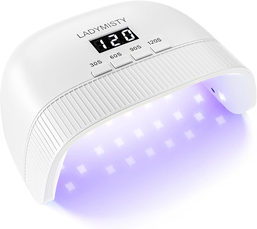 LadyMisty UV Nail Lamp, 2026 Upgrade UV Light for Gel Nails with New 30 Dual Beads, 4 Timer LED Light for Nails, Cure Nail Lamps for Gel Polish with LCD Display, Nail Dryer for Perfect Christmas Gifts (White2)