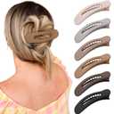 French Concord No Slip Hair Clips - 6PCS Curved Volume Strong Hold Clips for Women Girls (Matt Medium, 4) (Matt Flat(Medium, 4"))