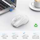 TECKNET Wireless Mouse (2.4G & BT5.0/3.0) Silent 4800 DPI Computer USB A & Bluetooth Mouse 6 Buttons, Wide Compatibility - White
