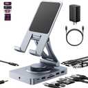 Versatile USB C Docking Station for iPad (USB-C), 11-in-1 with SD TF 4.0 Reader, 4K@60Hz HDMI, RJ45, Audio, USB A, USB c, Rotatable, Also for Tablet, Steam Deck, ROG Ally, Legion Go, with 65W Adapter