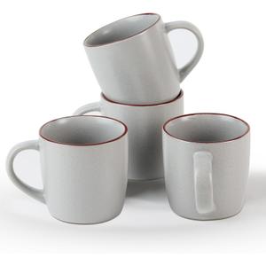 famiware Mercury Coffee Mugs 13 oz, Coffee Mugs Set of 4 with Handle, Cups for Latte, Hot Tea, Cappuccino, Mocha, Cocoa, Light Grey
