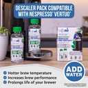 Nespresso Compatible Descaling Kit. 2 Bottles of Vertuo Descaler Solution. Removes Limescale For Hotter Coffee. 4 Uses Descaler For Nespresso Vertuo Coffee Machines.