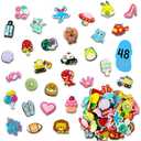 Huzmelo Cute Cartoon Shoe Charms for Kids School Classroom, 48 Assorted Shoe Charms Kit for Kids Classroom Gifts Exchange Party Favors for Boys Girls