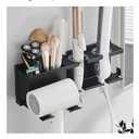Hair Tool Organizer Wall Mounted,Hair Dryer Holder,blow dryer,curling iron,Straightener holder,Metal 3 in 1 Bathroom Bedroom Hair Accessories Tools Organizer Rack.Black