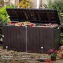 Keter Marvel Plus 71 Gallon Resin Outdoor Storage Box for Patio Furniture Cushions, Throw Pillows, Garden Tools and Pool Floats, Brown