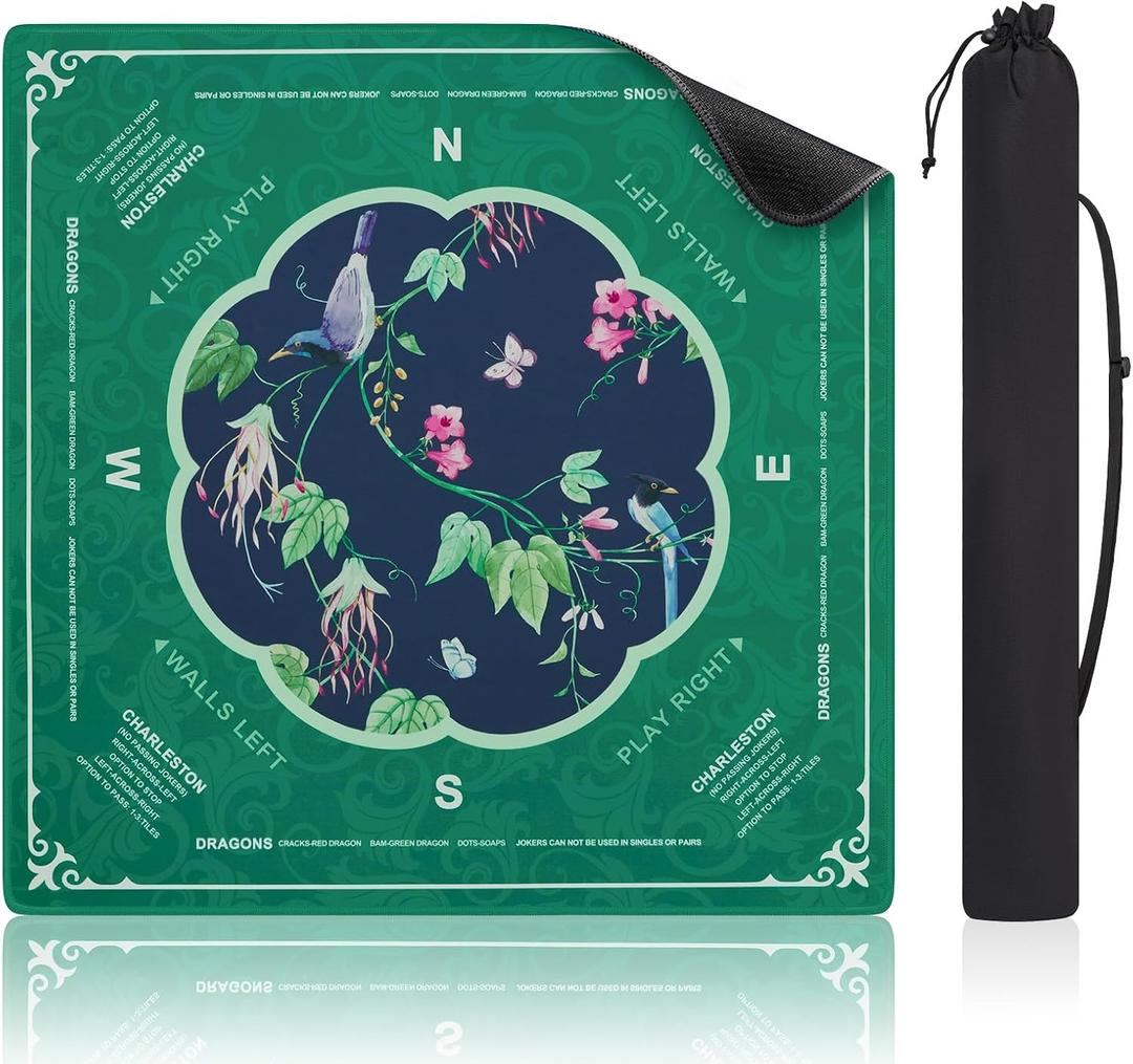 Shipped Rolled Mahjong Mat with Rules Without Creases, 3mm, 32.5" x 32.5"