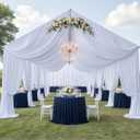 4 Panels 5x40ft White Ceiling Drapes for Wedding, Wrinkle Free Thick Polyester 40ft Long Canopy Tent Ceiling Draping Curtains Arch Drapery for Birthday Party Event Venue Decoration