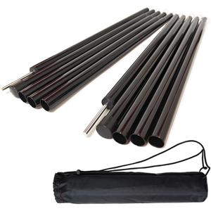 Tent Poles,Adjustable Portable Tent Poles-74.8" Sturdy and Durable Rustproof Thickened Iron Tent Stakes for Camping,Hiking,Van Awnings,Beach Awning Tent Accessory with Storage Bag-2 Pack (Black)