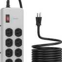 Heavy Duty Power Strip,Industrial Heavy Metal Case Surge Protector,8 AC Outlets,15Amp,2700 Joules,Protected' Indicator,14 Gauge Cord (Grey, 15FT Length)