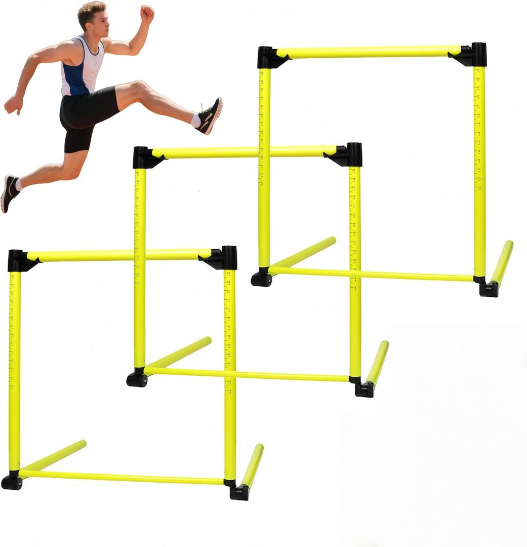 Adjustable Height Hurdles Training Equipment, 3Pcs Practice Hurdles Track and Field for Agility Training, Indoor & Outdoor Detachable Jumping Speed Hurdles for Football, Soccer, Basketball, Dogs