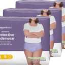 Amazon Basics Incontinence Underwear for Women, Maximum Absorbency, Fresh Protection, Postpartum, Disposable, Odor Protection, Comfortable Fit, Large, Lavender, 54 Count (3 Packs of 18)