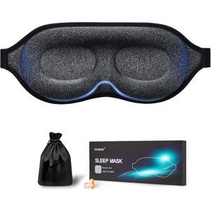 YIVIEW Sleep Mask for Side Sleeper, Block Out Light, Eyelash Extensions Friendly 3D Contoured Sleeping Eye Mask, Soft Breathable Night Blindfold with Adjustable Strap, Lightweight Eye Cover Gray