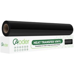 Aoder Black Heat Transfer Vinyl - Black HTV Vinyl, 12" x 15FT Iron on Vinyl for All Cutting Machines, Easy to Cut & Weed
