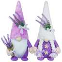 CRCZK Spring Gnome Decor Lavender Gnomes Decorations for Home Swedish Gnome Gifts for Women Handmade Purple Kitchen Decor Spring Tier Tray Decor