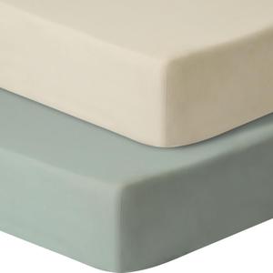 GUNTAIL Baby Crib Sheets for Boys Girls, 2 Pack Fitted Crib Sheet for Standard Crib and Toddler Mattress, Soft Microfiber Baby Sheet 52x28x8in (Brown & Green)